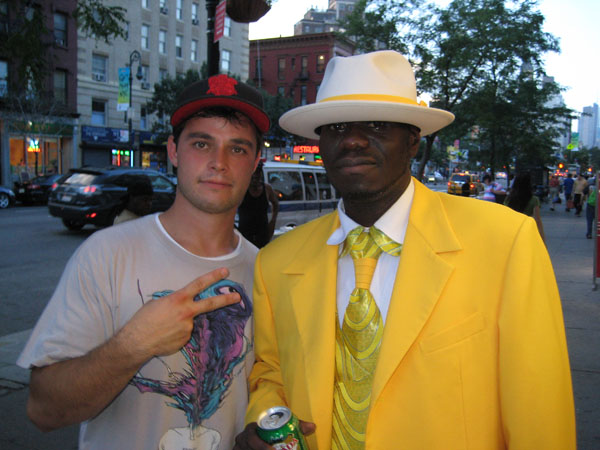 Brett and some guy in a banana suit.