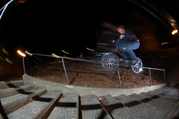 Joel barnett, up the rail, to front tire case the top step....