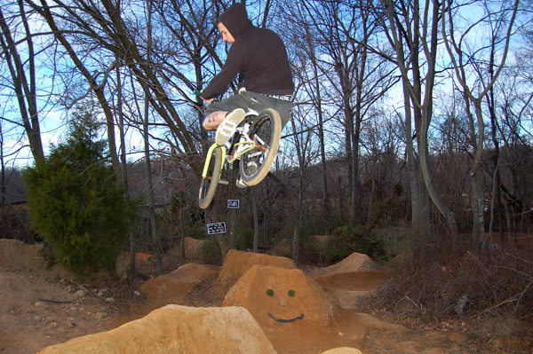 Harrington saw JP do this in a magazine once, then got his seat stuck in the hole in his pants!