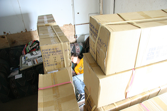 Poor Adam Guilliams tried to take a nap in the storage room and got boxed in.
