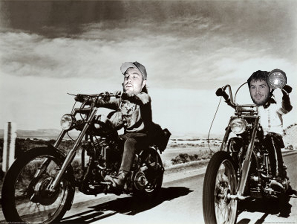 The Corts bros dressed up as dennis Hopper and Peter Fonda in Easy Rider