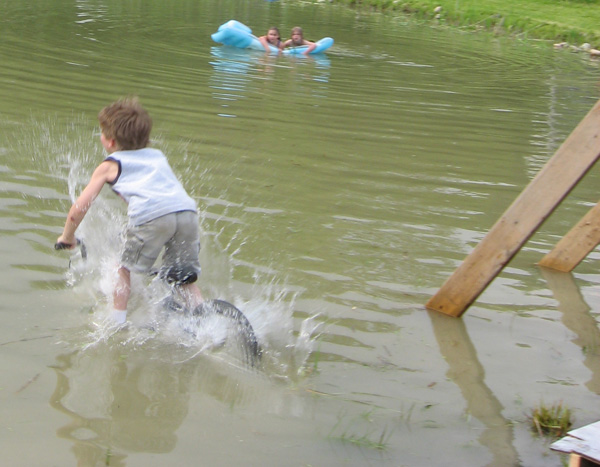 5 year old clint bakers first lake jump