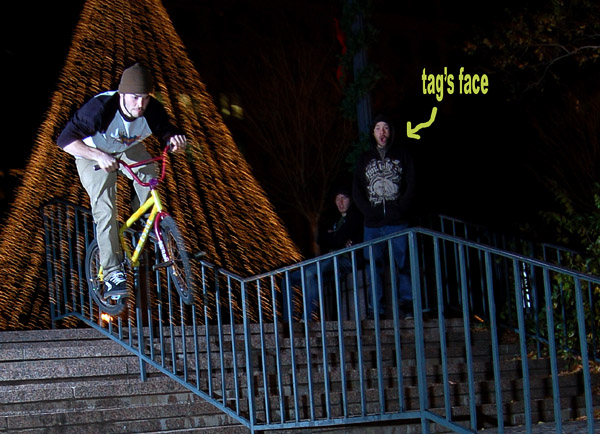 Mike corts amidst inventing an upright grind.