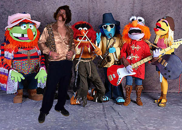 Garrat Gilliums with his new band- the Electric Mayhem
