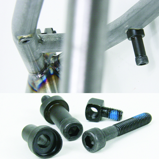 Brazed removable brake mounts with hardware.