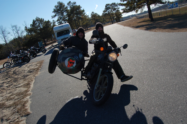 Serious sidecar action... Tag and Derrick.