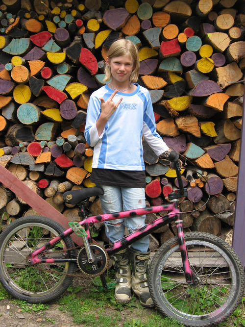 Molly Baker and an old school custom FBM