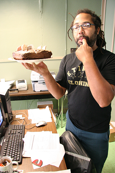 Mikey made John a b-day cake, how sweet.