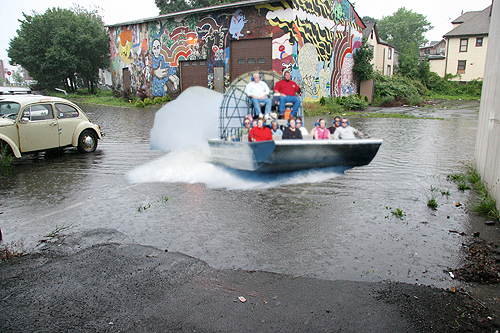 These a**holes came zooming by and rolled a huge wave into the machine shop.