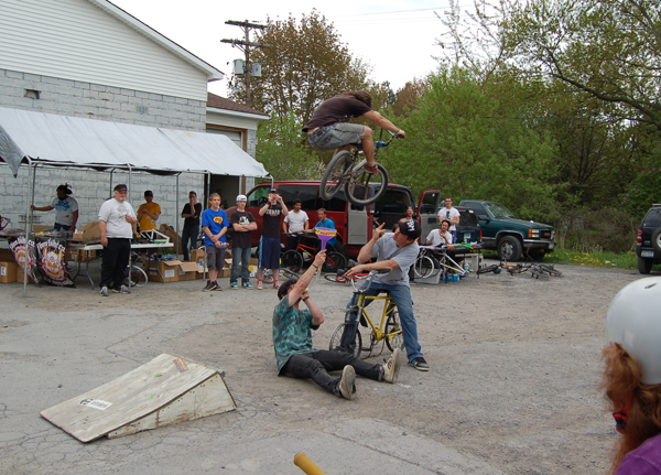 Henny , a beer Bong, Kelly baker and a 1970s BMX bike.