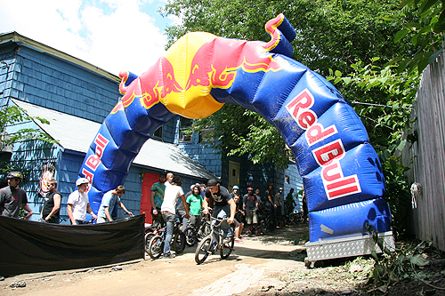 Red Bull bringing some professional signage to the event.