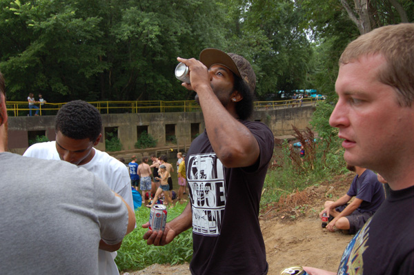 Oba Stanley, emptying beers as per the police's request.