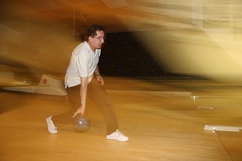 This dude can't see so well, but he bowls like a champ.